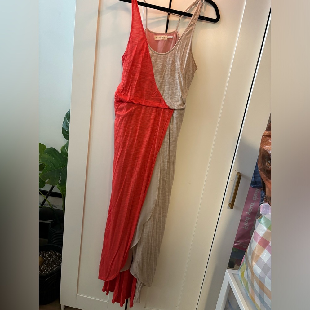 Coral/beige long sundress